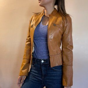 BEBE genuine tan leather jacket